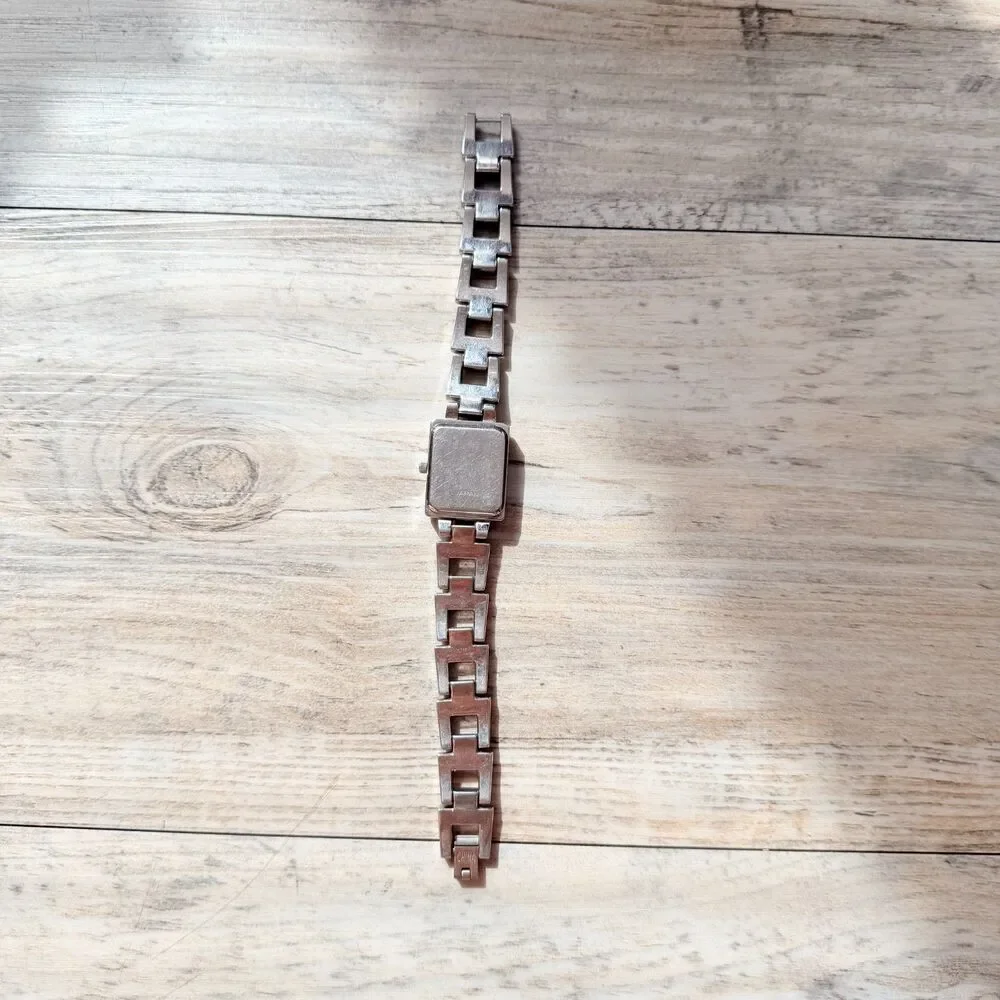 Vintage Mary Kay Pink Dial Silver Tone Rectangle Watch Y2K Rhinestone Watch